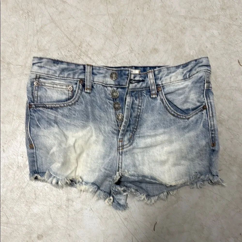 Free People Blue Jean Shorts Distressed Cut-Off - Size 25 - Worn Once